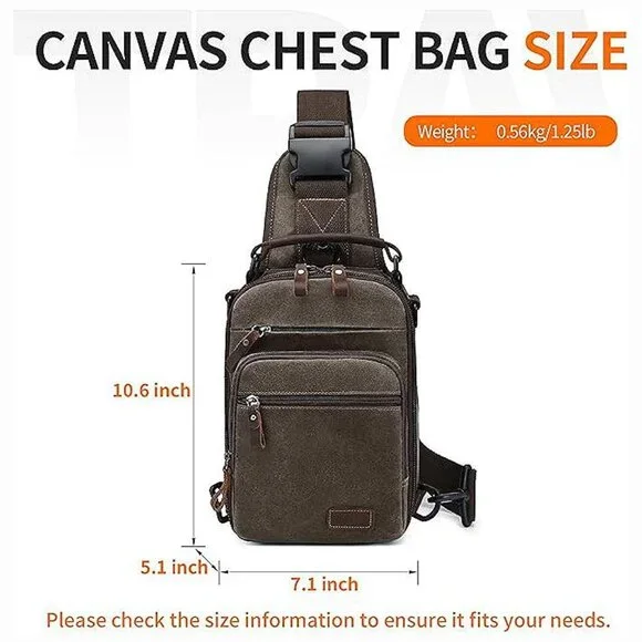 Sling Bag for Men Waxed Canvas Crossbody Bag Chest Bag Water Light Green